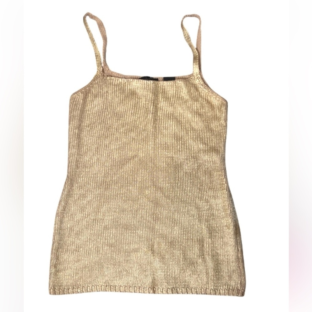 Moda Shimmer‎ Gold Knit Women's Sleeveless  Y2K Tank Top